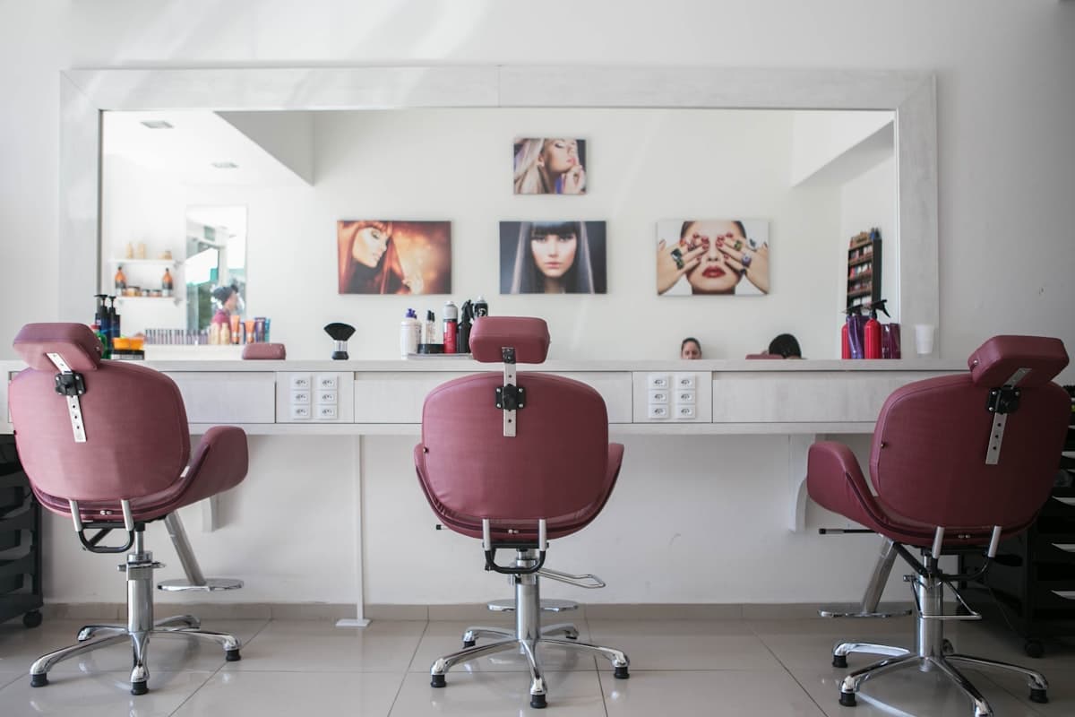 Hair dresser styling a client in a modern salon